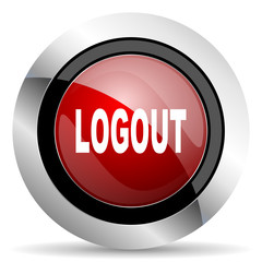 logout red glossy web icon