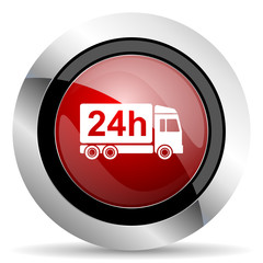 delivery red glossy web icon