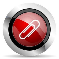 paperclip red glossy web icon
