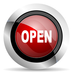 open red glossy web icon