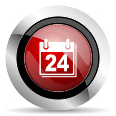 calendar red glossy web icon