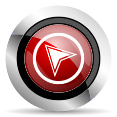 navigation red glossy web icon