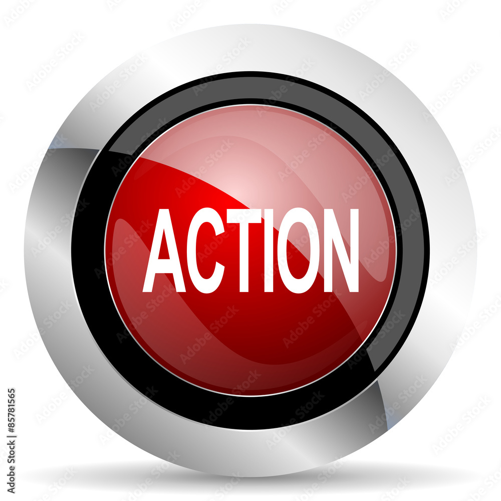 Poster action red glossy web icon