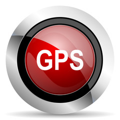 gps red glossy web icon