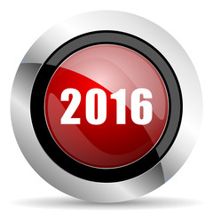 year 2016 red glossy web icon