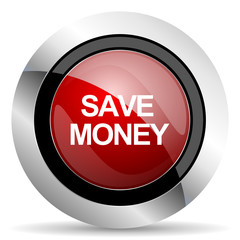 save money red glossy web icon