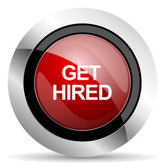 get hired red glossy web icon