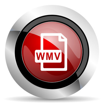 wmv file red glossy web icon