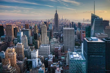 Foto op Canvas Manhattan Skyline bij schemering © Harold Stiver