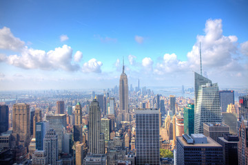 Manhattan Skyline with a cloudy sky