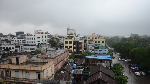 Cityscape of Mandalay city while rainning time in Mandalay, Myanmar