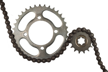 Fototapeta premium Roller chains with sprockets for motorcycles
