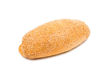 Tasty fresh bun with sesame seeds isolated