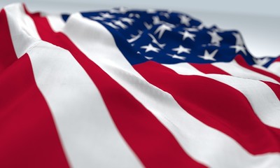 zoom flag of united state of america, close up view, bokeh