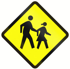 Warning road sign in Indonesia: School zone