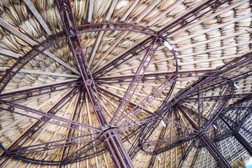 Tropical thatch roof isolated on white background