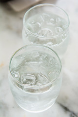 ice in glass of water