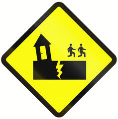 Indonesian warning sign - Earthquake danger zone