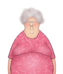 Cartoon of a Happy Smiling Old Lady