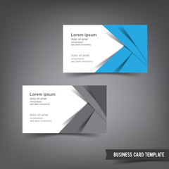 Business Card template set 031 blue and white layer overlab elem