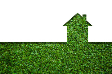 graphic shape of House in green field