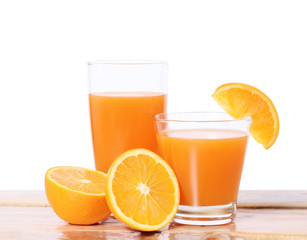 Orange juice isolated on  white