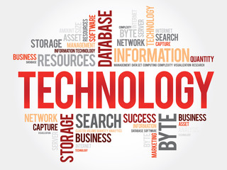 Technology word cloud, business concept