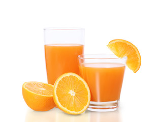 Orange juice isolated on  white