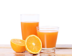 Orange juice isolated on  white