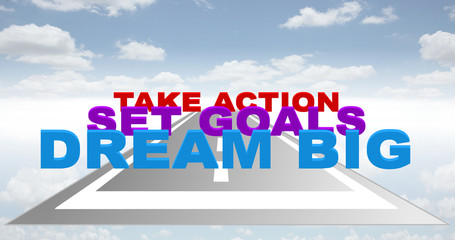 dream goals action up on the sky