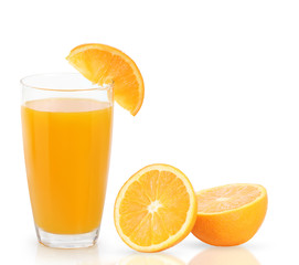Orange juice isolated on  white