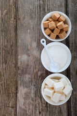 Different kind of white and brown sugar