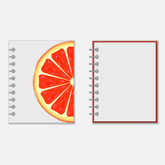 Notebook cover design with bright grapefruit