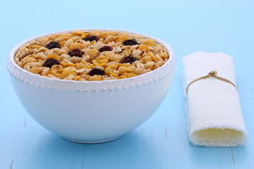 Delicious organic muesli cereal