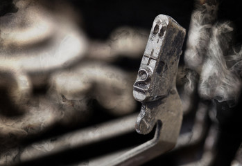 2 hammer - old manual typewriter - mystery smoke