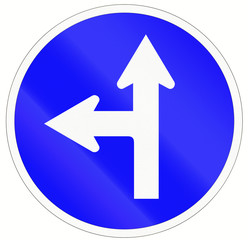 Indonesian traffic sign: Go straight or left