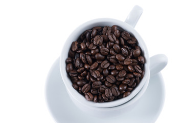 coffee beans in white cup