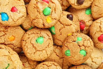 Cookies with colorful candy background