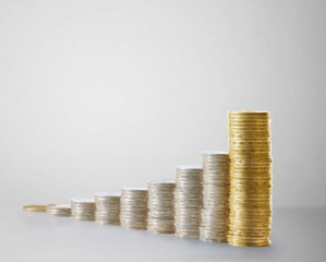 Coins graph stock market