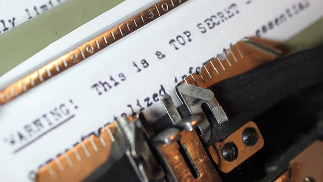 Top secret document on typewriter 