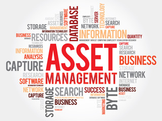 Fototapeta premium Asset Management word cloud, business concept