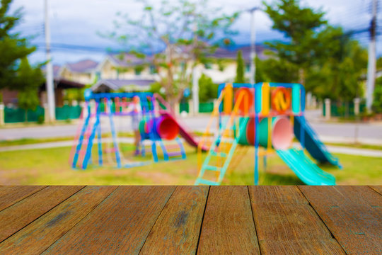 Defocused and blur image of children's playground at public park