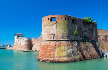 The old fortress Fortezza Nuova in Livorno, Tuscany, Italy, surr