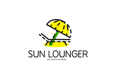Color line icon for flat design. Sun lounger
