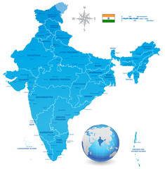 India Vector Map Set with 3D globe
