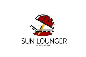 Color line icon for flat design. Sun lounger