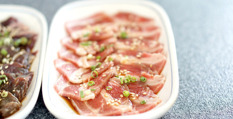 raw beef slice for barbecue or yakiniku