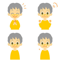 おばあさんの表情　笑顔　喜び　怒り　涙