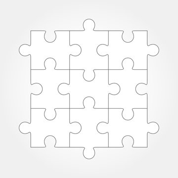 Jigsaw Puzzle Vector, Nine Pieces