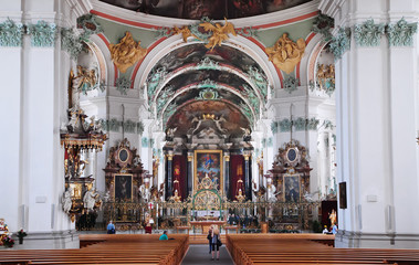 Fototapeta na wymiar St. Gallen cathedral interior. Swiss landmark, listed on Unesco